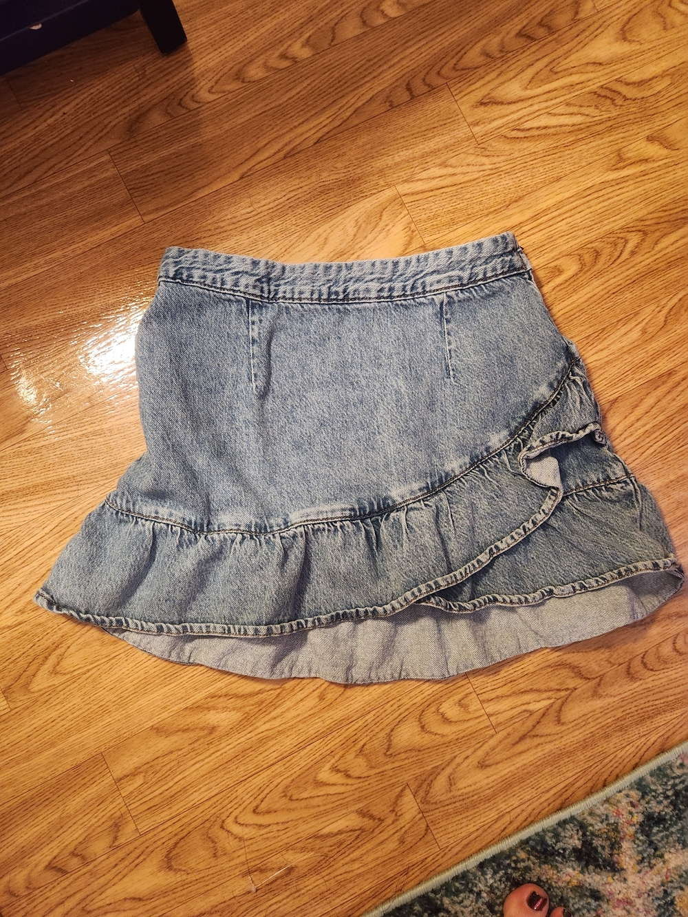 Aeropostale Light Blue Denim Ruffle Skater Skirt